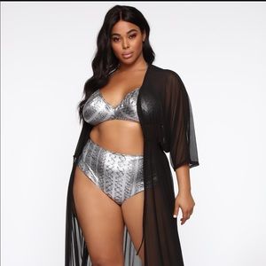 Fashion Nova/Plus Size/Bikini Set/Black-Metallic